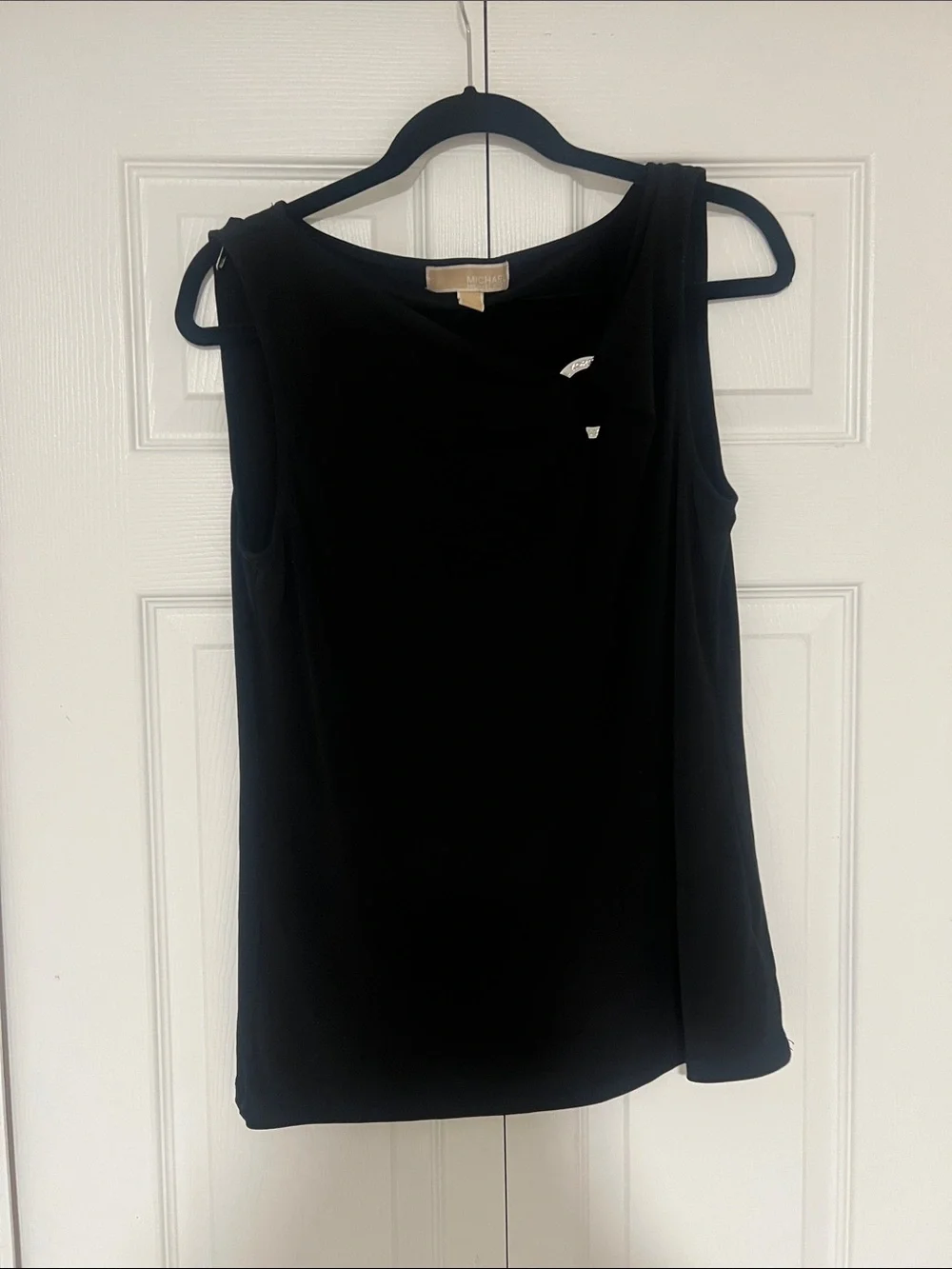 Michael Kors Black Sleeveless Drape-Detail Tank Top